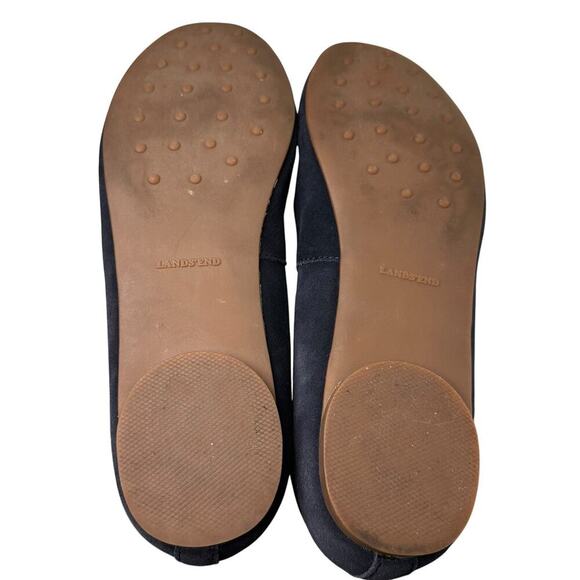 Lands End Suede Ballet Flats Navy Sz 7 Balletcore Career School Preppy Casual - Picture 11 of 13